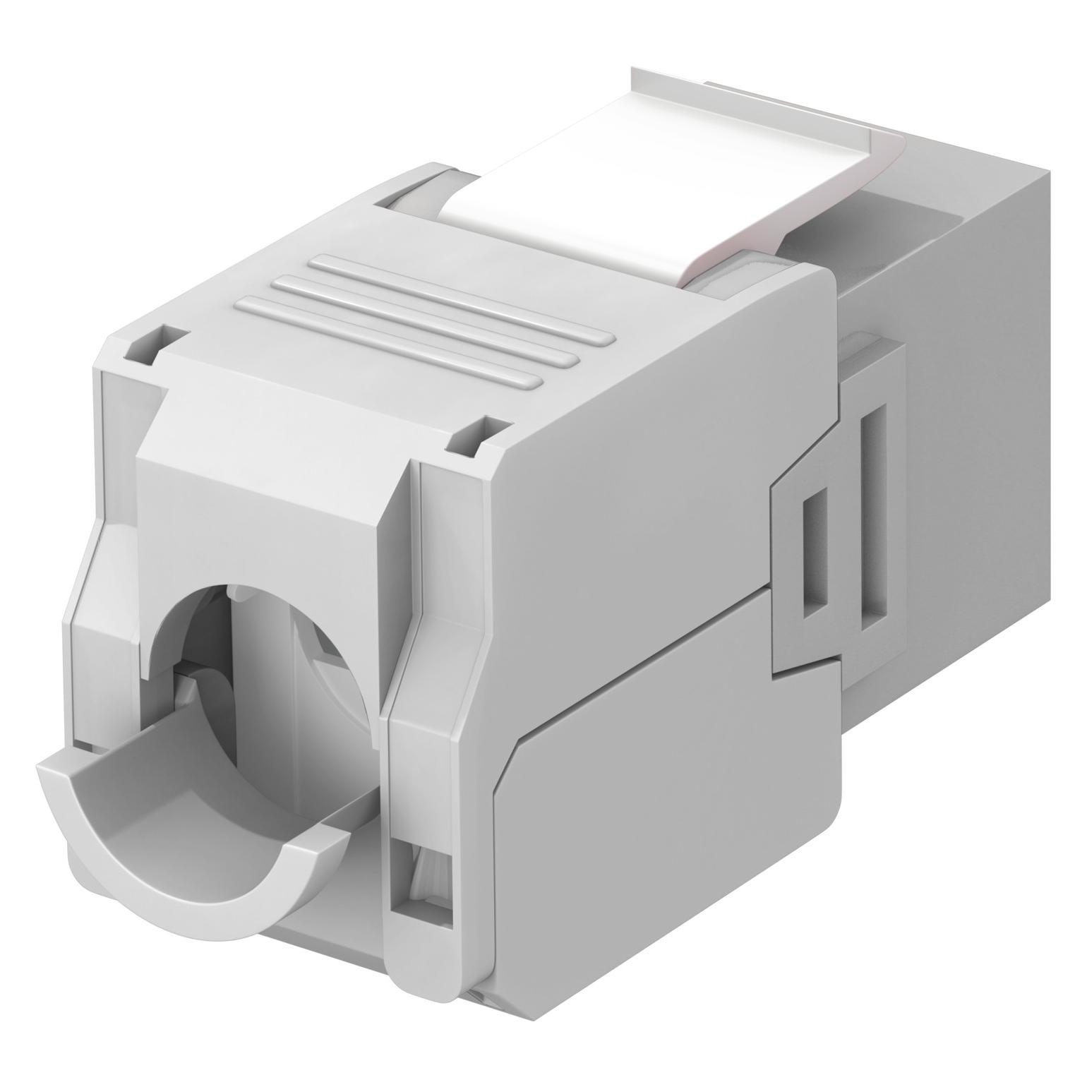 Goobay CAT 6a KeyStone RJ45 Jack,ungeschirmt, 500MHz, Hellgrau-Weiss (Keystone Modul) (90693)