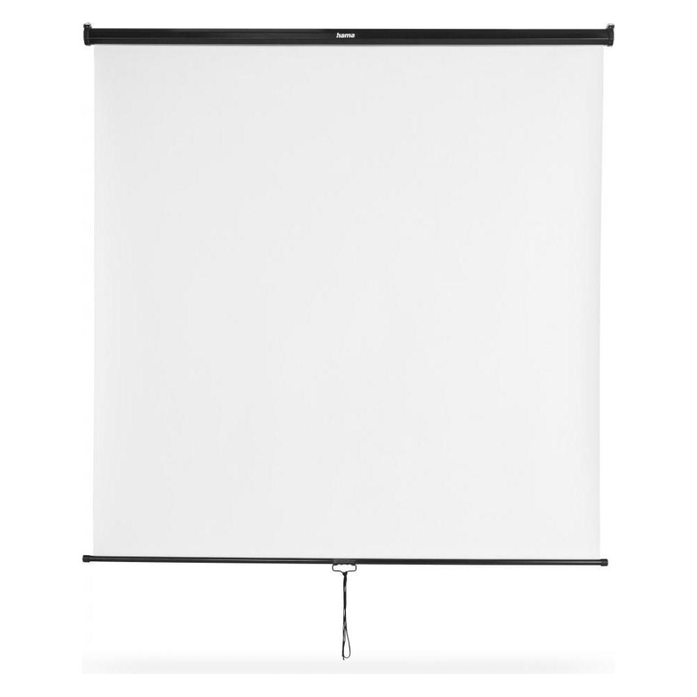 Hama Rollo-Leinwand, 175 x 175 cm, mobil, für Decken- oder Wandmontage, Weiss (97.24", 1:1) (00021576)