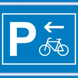 HB-Druck Fahrrad Parkplatz Schild mit Richtungspfeil links waagerecht A0 (841x1189mm)
