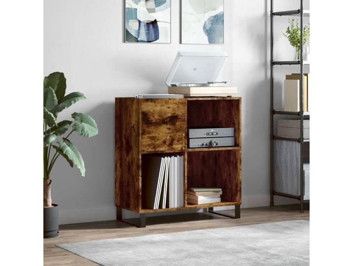 Armoire à disques chêne fumé 84 5x38x89 cm bois d'ingénierie 831785