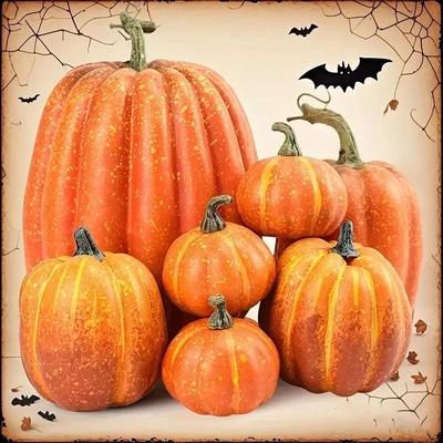 Uplift Treasures 7 Piece Artificial Foam Pumpkin Harvest Decoration Set 7 Piece Artificial Foam Pumpkin Harvest Decoration Set