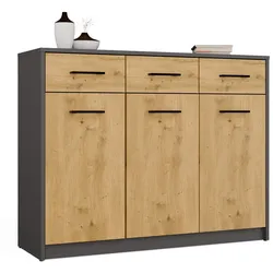 Kommode SIMPLO 3D3S Schrank 3 Schubladen 3 Türen ANTHRAZIT EICHE ARTISAN