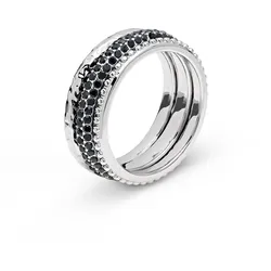 Tchibo - Ring-Set »Black« - Damen - Gr. 18 - silber