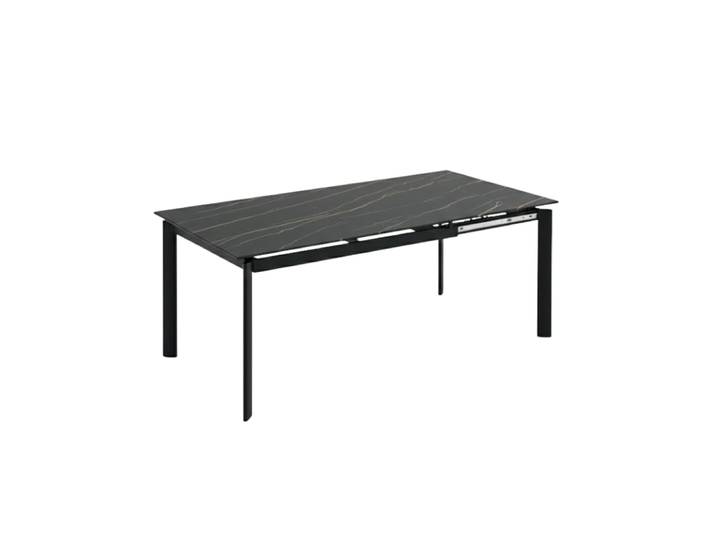 Table extensible en grès cérame effet marbre noir, 140 x 90 cm, hauteu