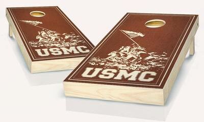 Skip's Garage Marines USMC Rosewood Outdoor Cornhole Board Game Set