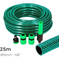 Gartenschlauchset Basic Line Ø Innen 15Mm Ø Außen 19Mm (5/8") - Rolle 25M mit Zubehör Edm