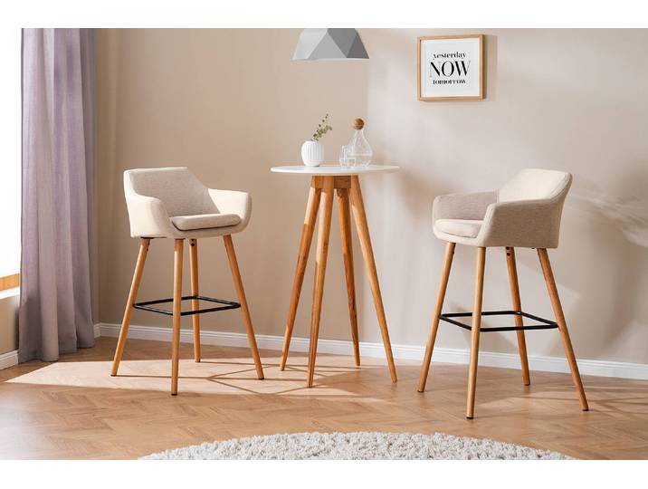 Barstuhl 55 x 101 x 54cm 2er Set Webstoff Stefka: Beige