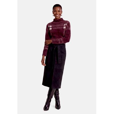 Midirock ZERO "Damen mit Gürtel", Damen, Gr. 42, schwarz (schwarz beauty), Stoff, Obermaterial: 95% Polyester, 5% Elasthan, aufgeraut, A-Linie lang, Röcke, Material