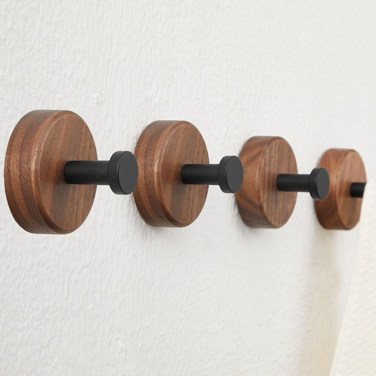 Set van 4 Heavy Duty houten handdoekhaken voor in de badkamer