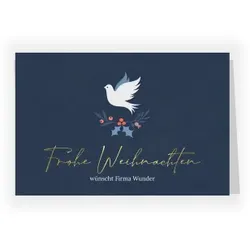 Weihnachtskarte: Friedliche Weihnachten in Blau