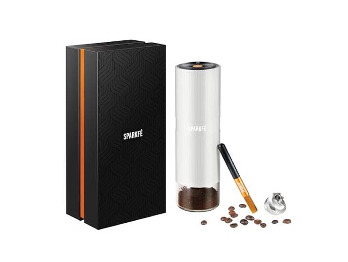 Tragbare elektrische Kaffeemühle, wiederaufladbare Handmühle mit konischem Frässtift aus Edelstahl, einstellbare Mahlgradeinstellungen, für Espresso, Moka, Pour Over, French Press, Cold Brew