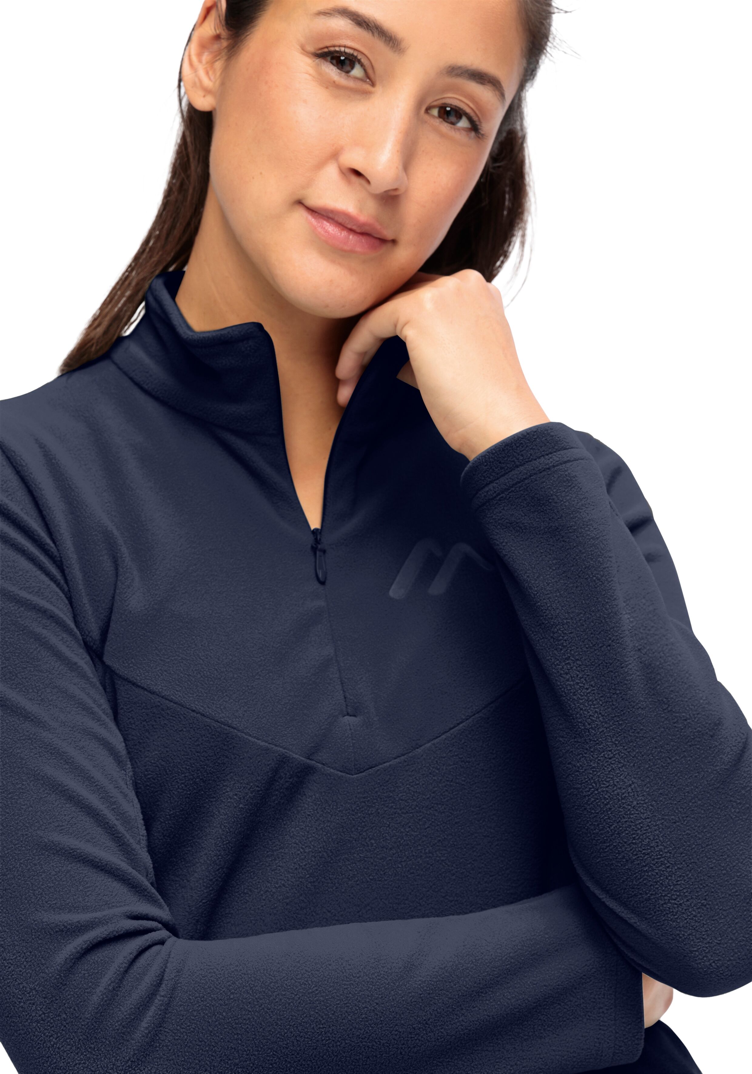 Rollkragenpullover MAIER SPORTS "DA-ROLLI DENISE HZ W", Damen, Gr. 42, night sky, Obermaterial: 100% Polyester, Pullover Rollkragenpullover, mit schützendem Kragenbereich, aus Polyester night sky 42