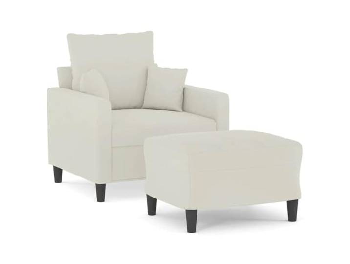 Todiikf Sessel mit Hocker Set Samt Polstersessel Relaxsessel Creme Eleganter Samtsessel mit Fußhocker für Wohnzimmer und Schlafzimmer bietet gemütlichen Komfort und zeitloses Design.