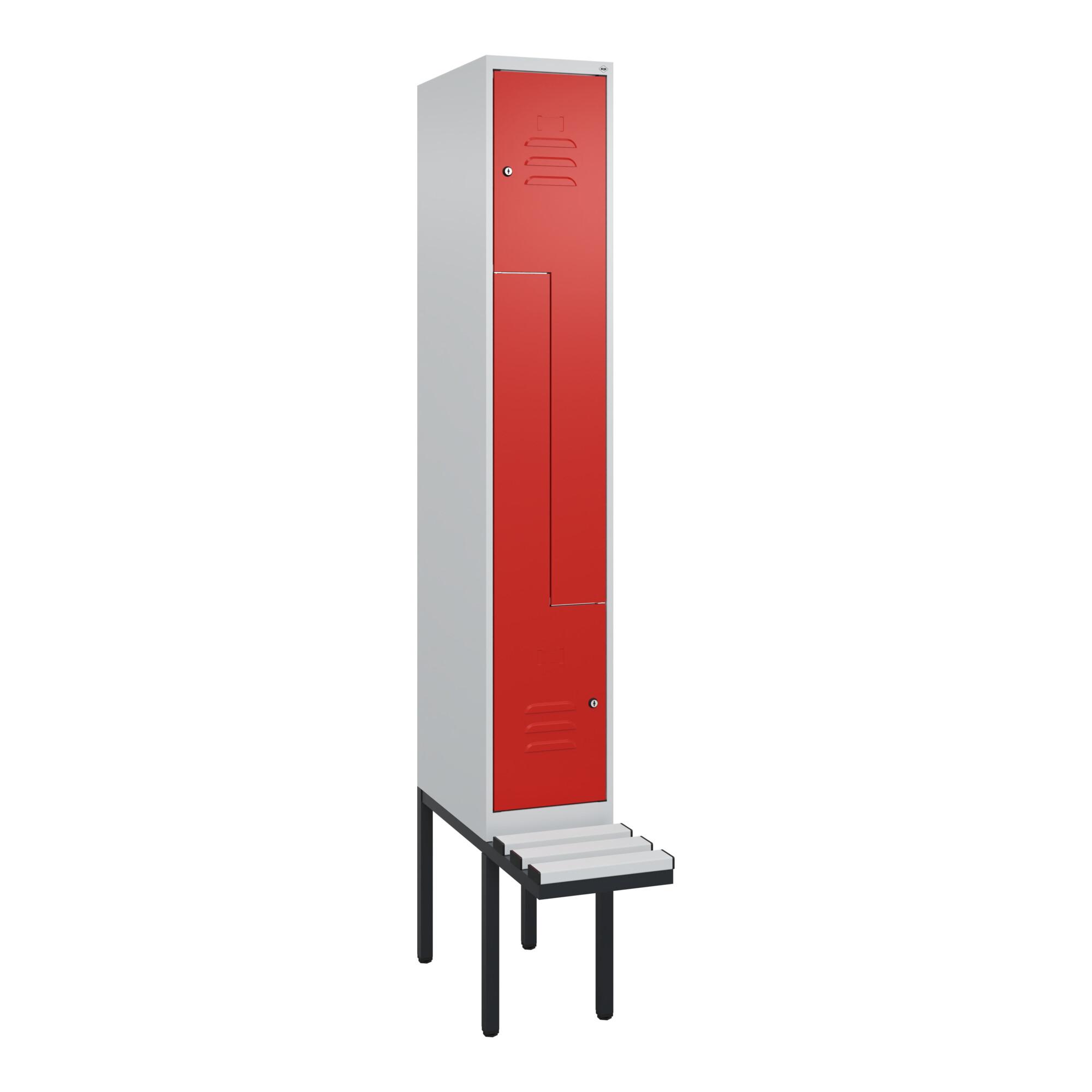 C+P Z-Spind Classic PLUS, Bank, 2 Fächer, 2120x300x815mm, 7035/3020 Verschluss Zylinderschloss Sitzbanktyp auskragend Material Sitzfläche Kunststoff ; (0800437-102|S10047)