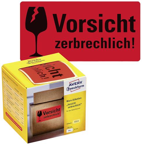 Avery-Zweckform 7211 Warnetiketten 100 x 50mm Papier Neonrot 200 St. Permanent haftend