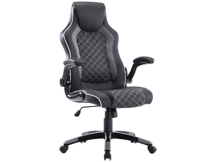 Chefsessel Lederlook Grau, Schwarz