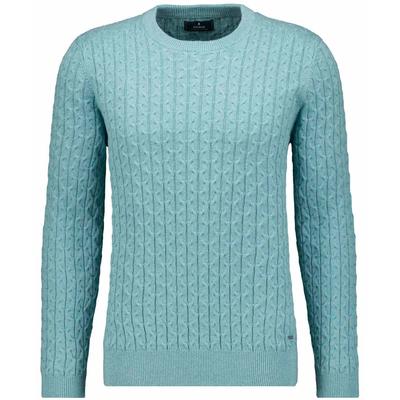 Rundhalspullover RAGMAN, Herren, Gr. 52, blau (minze, 320), Strick, 95% Baumwolle, 5% Kaschmir, ohne Ausschnitt, Pullover Rundhalspullover