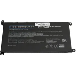 IPC Notebook-Akku Akku YRDD6 REPLACE (3600 mAh), Notebook Akku, Schwarz