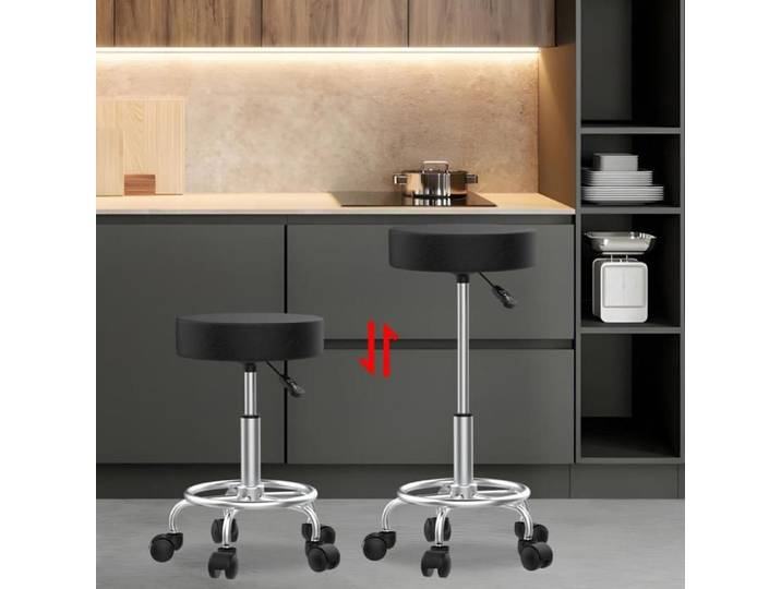MIPAN FAUTEUIL DE BUREAU 2 chaises à roulettes pivotantes à 360° 35x35x48-65cm Noir