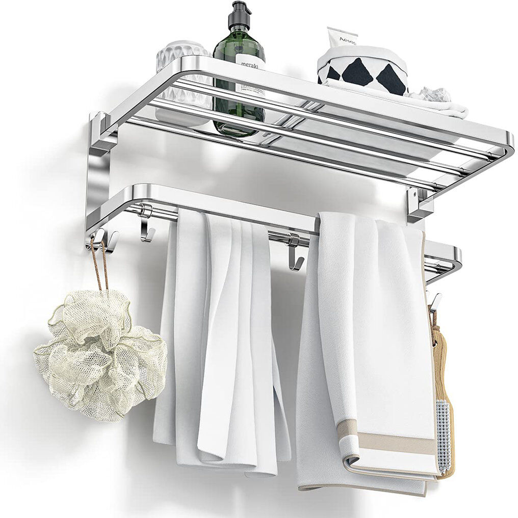 Belfry Bathroom Shona 40 cm 2 - Bar Wall Mounted Towel Rack Silver 16cm H X 40cm L X 24cm D