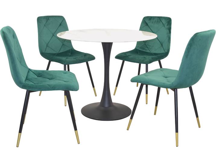 Sitzgruppe, grün, B:45cm H:85cm T:54cm, Polyester, HOFMANN LIVING AND MORE, Sitzmöbel-Sets, Sitzgruppe
