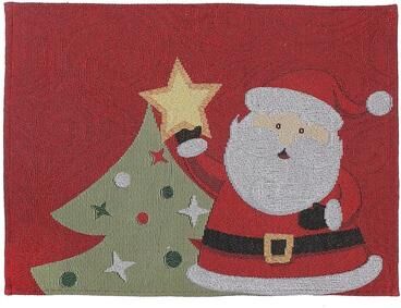 IH Casa Decor Tapestry Unbacked Placemat (Santa Putting Star On Tree) - Set of 12