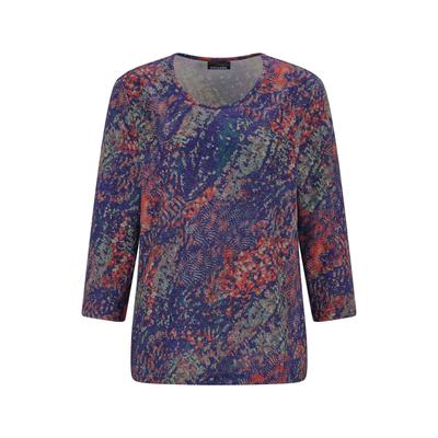 Print-Shirt GOLDNER "Kurzgröße Jerseyshirt in feinem Glanz", Damen, Gr. 19, bunt (bunt, gemustert), Shirts, stretchbequmer Jersey