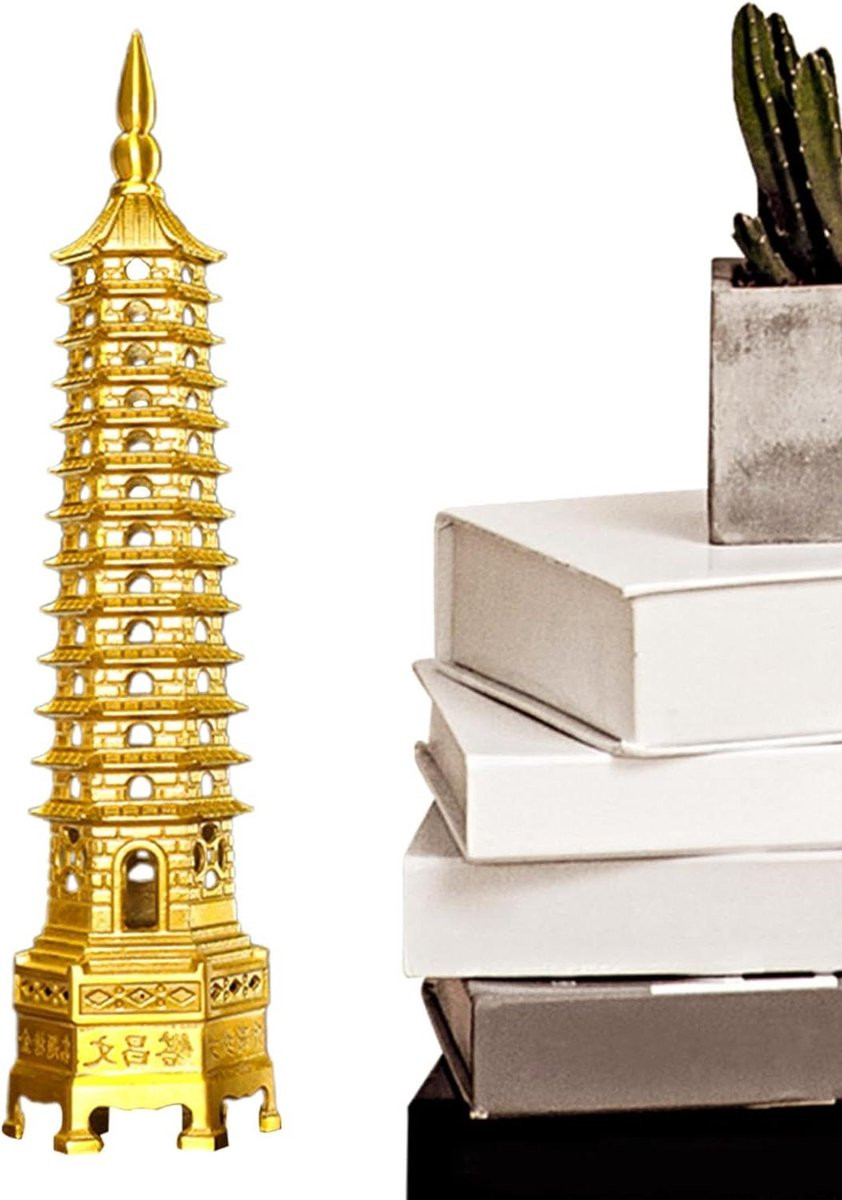 Torenbeeld Sculptuur - Metalen Decoratie voor op Tafel - Metaal Kleur - Lengte: 18,1 cm