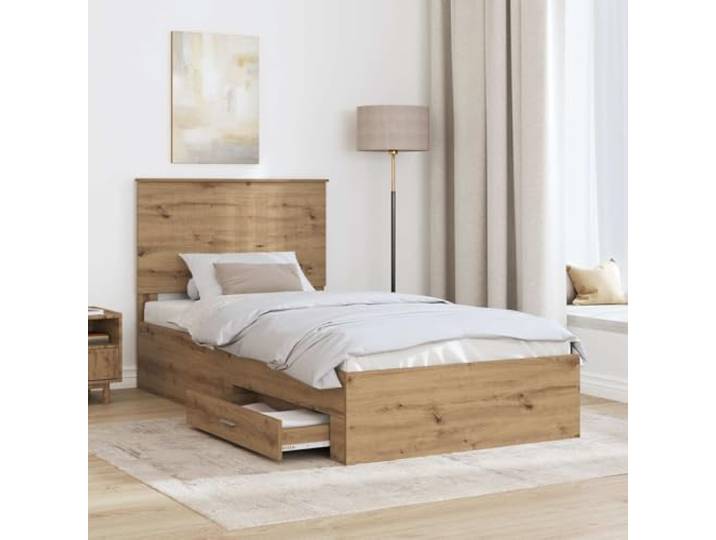 SKTQYQO Bettkasten Eiche 100 x 200 cm Technisches Holz, modernes Design, Stauraum, Schlafzimmer