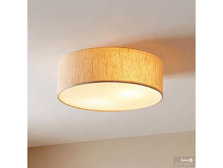 Plafonnier AURAL 30 x 10 x 30cm Beige Lin E27