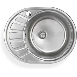 Stabilo Sanitär Einbauspülbecken Chrom oval aus Edelstahl mit Abtropffläche links