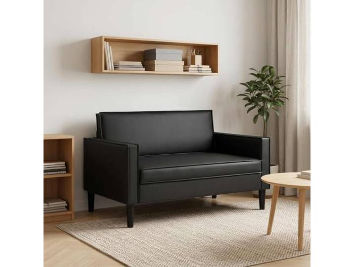 XXL-Sessel Schwarz Kunstleder Moderner rechteckiger Stil,stützende Armlehnen,Hybridgestell Holzwerkstoff Metall,einfach abwischbar