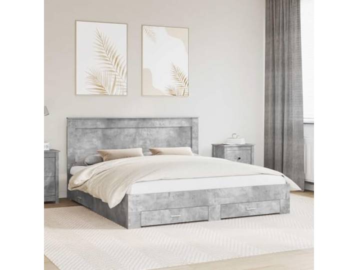 RJPLMFV Bettgestell mit Schubladen und Kopfteil Holzwerkstoff, feste Latten inklusive, geräumige Aufbewahrung, modernes Design
