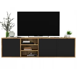 TV-LOWBOARD Apollo Wotan Eiche / Schwarz matt 150 cm