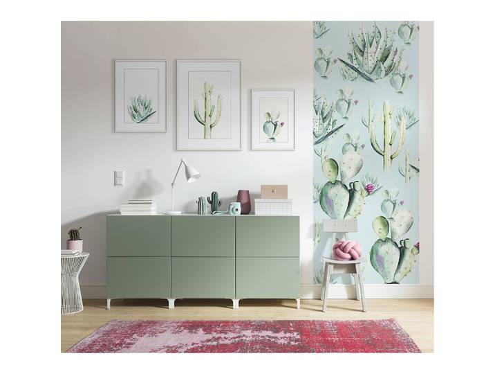 Papier peint intissé Cactus Blue 100cm