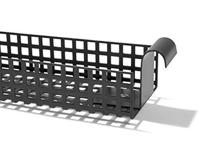 Modulor Kabelkanal für Tischgestell E2, 9,5 x 5,0 x 132,0 cm, Schwarz Kabelführung für den Schreibtisch aus pulverbeschichtetem Stahl für E2 Tischgestelle; Kabelhalterung inklusive Schrauben