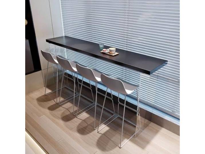 Bartisch mit Massivholz‑Tischplatte und Acrylbeinen für Wohn‑ und Esszimmer Ideal für Heimbar, Hausbar, Essbar, Frühstücksecke, Apartment, kleine Räume und Feierlichkeiten, ohne Hocker