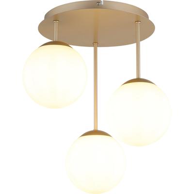 GLOBO LIGHTING Deckenleuchte "HARMON", gold (champagnerfarben matt), 3, Ø 15cm H: 40cm, 1 Stk., Leuchten, Deckenleuchte mit Glaskugeln, modern, stilvoll & edel, Deckenleuchte