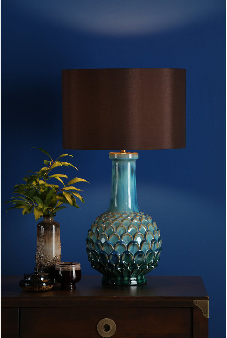 Brayden Studio Ceramic Table Lamp Brown/Green 66cm H X 38cm W X 38cm D