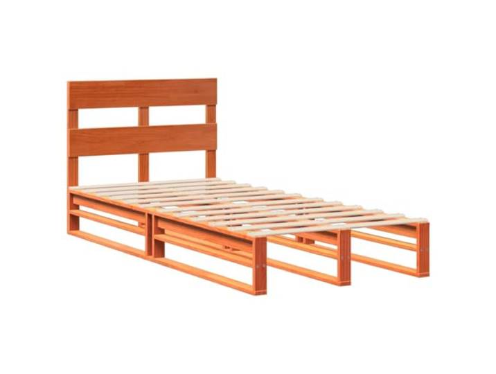 KTHLBRH Einzelbett 90 x 190 cm Braun Wachs Kiefer Lattenrost inklusive, Kopfstütze Rückenlehne, stabile Beine, stabiler Rahmen