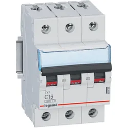 Legrand 403545 TX3 Leitungsschutzschalter C-Charakteristik, 16A, 3-polig, 6kA, 400VAC, 3TE