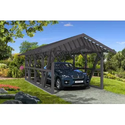 Skan Holz Schwarzwald Satteldach Einzelcarport 424 cm Holzcarport