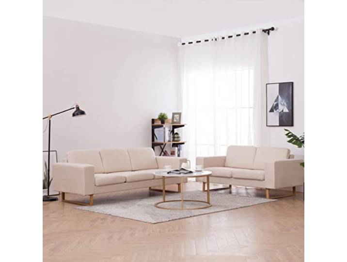 GFEROMRF 2-TLG. Sofagarnitur Stoff Cremeweiß 2-Sitzer 3-Sitzer