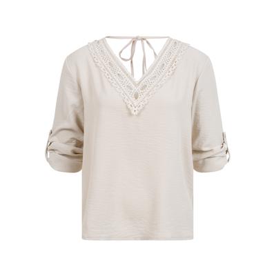 Klassische Bluse CLOUD 5IVE "CLOUD 5IVE Blouse with turn-up sleeves", Damen, Gr. S, beige, 95% Polyester, 5% Elasthan, Blusen Bluse