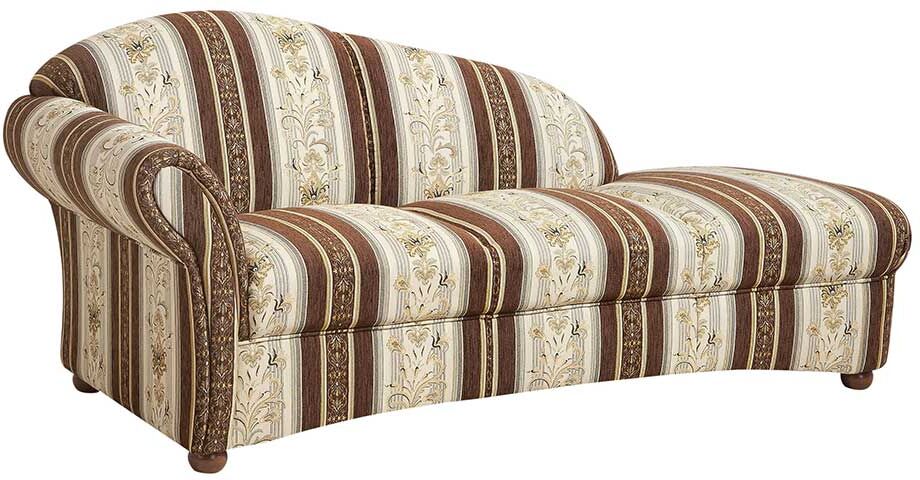 Pharao24.de Klassische Recamiere in Braun - Beige - Nussbaumfarben Streifenmuster