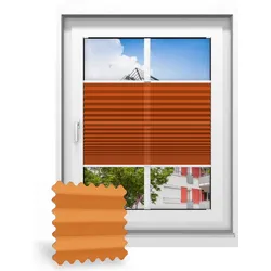 Plissee ohne Bohren nach Maß, Sommerorange 116100, 30 x 80 cm, Plissee individuell maßangefertigt