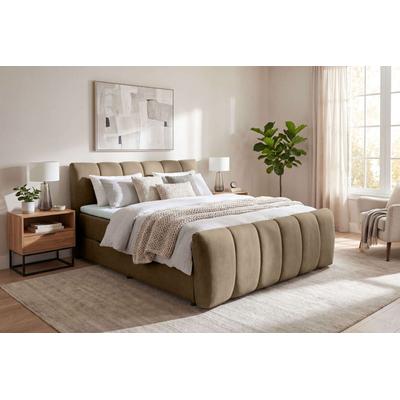 Boxbett OTTO HOME "DORA, Doppelbett inkl. Bettkasten, Federkernbett, Breiten: 160, 180 cm", dunkelbraun, B:185cm L:220cm, Hartfaserplatte, Kunststoff, Massivholz, Polyester, Spanplatte, Komplettbetten, Boxbett: 5-Z-Taschenfederkern im Unterbau,...