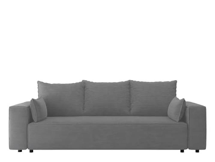 4ALL HOME Sofa mit Schlaffunktion Veno 242x95 cm - Couch - Sofa mit Bettkasten - 3 Sitzer - Schlafsofa - Schlafsofa mit Bettkasten - Cord - Wohnzimmer (Poso 55 Grau)