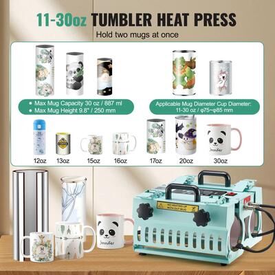 Uplifted Goods Professional Tumbler Heat Press Machine With Dual Station Heaters black C 11.5 Lbs