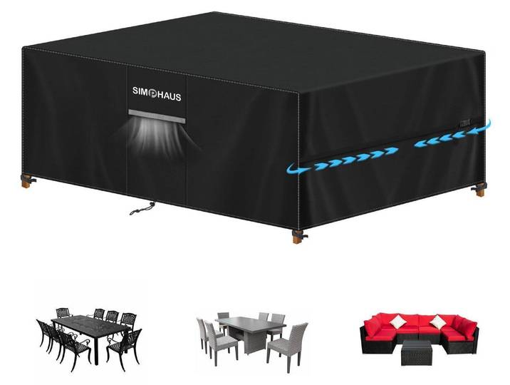 Abdeckplane Gartenmöbel 420D Oxford Wasserdicht 250x150x90cm Schwarz